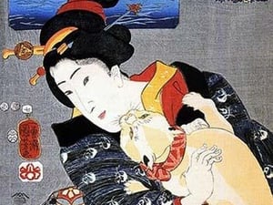 Cat & Noble Woman by Utagawa Kuniyoshi - Art Print