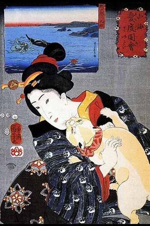 Cat & Noble Woman by Utagawa Kuniyoshi - Art Print