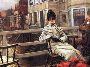 On the ferry waiting by James Tissot - Art Print