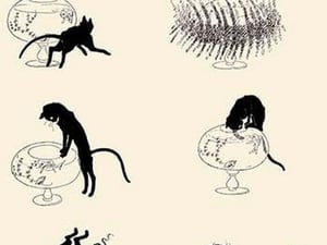 Cat versus Goldfish by Theophile Alexandre Steinlen - Art Print