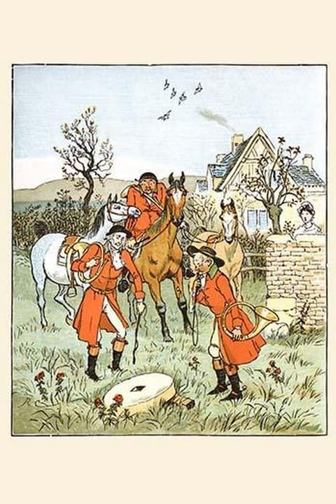 The Huntsmen came across a grindstone by Randolph Caldecott - Art Print