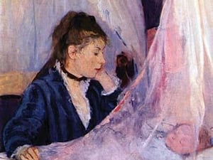Mother Looks at Baby in the Cradle by Berthe Morisot - Art Print