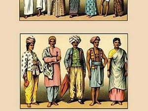 An Assortment of Asian Clothing by Auguste Racinet - Art Print