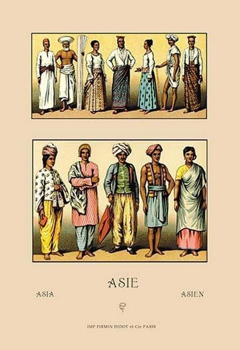 An Assortment of Asian Clothing by Auguste Racinet - Art Print