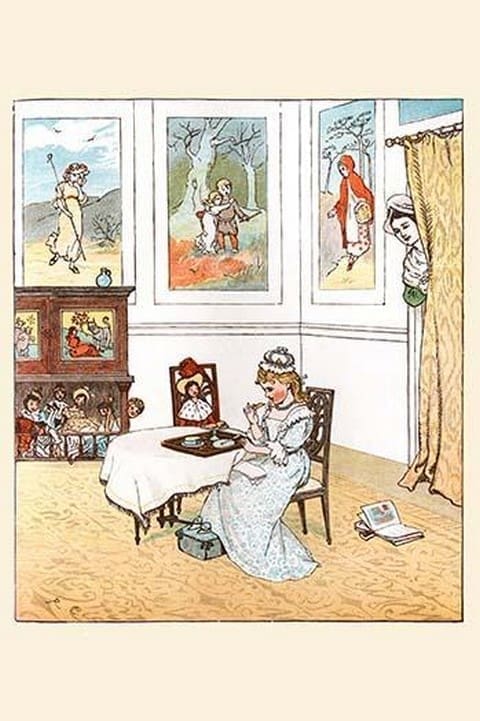 The Queen was in the Parlor eating Bread & Honey by Randolph Caldecott - Art Print
