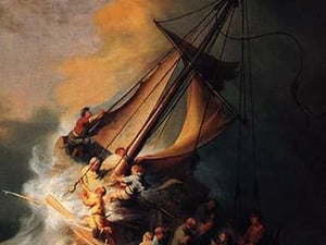 Christ in the storm on the lake Genezareth by Rembrandt Van Rijn - Art Print