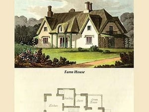 A Farm House by J. B. Papworth - Art Print