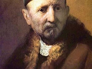 Bust of an old man with a cap by Rembrandt Van Rijn - Art Print