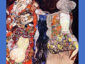 adorn the bride with veil and wreath by Gustav Klimt - Art Print