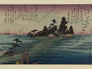 Descending geese at Haneda by Utagawa Hiroshige - Art Print