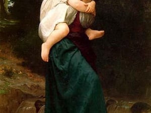 Crossing the Ford by William Bouguereau - Art Print