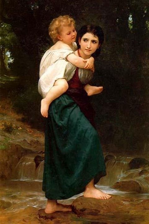 Crossing the Ford by William Bouguereau - Art Print