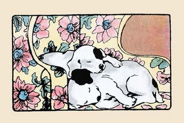Napping Fox Terrier Dogs by Julia Dyar Hardy - Art Print