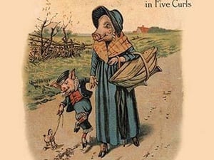 Witch with Groceries and a Pig on a Leash by Mary Wright Jones - Art Print