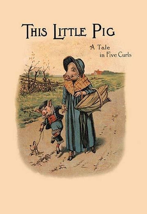Witch with Groceries and a Pig on a Leash by Mary Wright Jones - Art Print