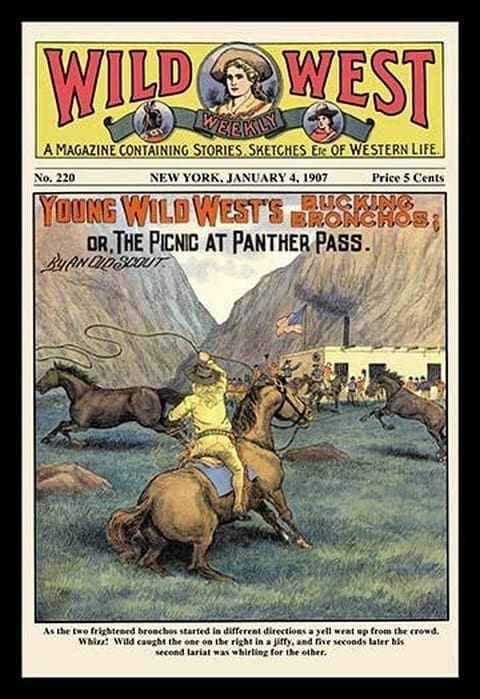 Wild West Weekly: Young Wild West's Bucking Broncos - Art Print