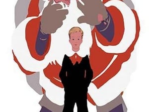 Santa Motions to be Quiet behind Boy - Art Print