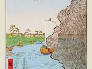 Awaiting the Ferry by Utagawa Hiroshige - Art Print