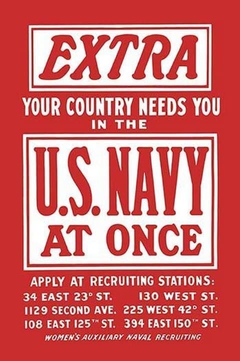 Extra--Your country needs you in the U.S. Navy at once Women's Auxiliary Naval Recruiting by J. H. Tooker Print Co - Art Print