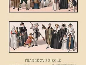 A Variety of Sixteenth Century French Costumes and Classes by Auguste Racinet - Art Print