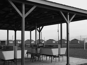 Laundry facilities at Westley camp by Dorothea Lange - Art Print
