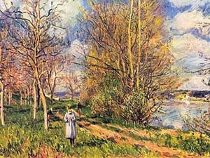 Les Petits Pres au Printemps by Alfred Sisley - Art Print