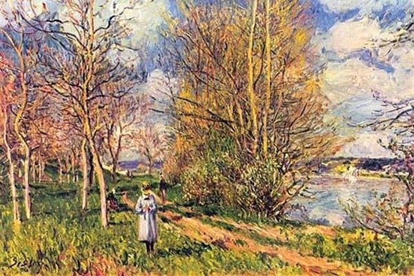 Les Petits Pres au Printemps by Alfred Sisley - Art Print