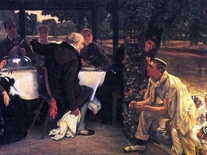 The Prodigal Son in Modern Life- The fattened calf by James Tissot - Art Print