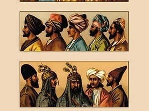 A Variety of Asiatic Head-Coverings #2 by Auguste Racinet - Art Print