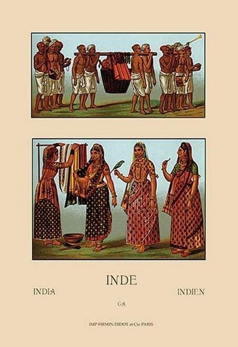 A Variety of Indian Ceremonial Garb #2 by Auguste Racinet - Art Print