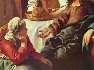 Christ with Mary and Martha by Johannes Vermeer - Art Print