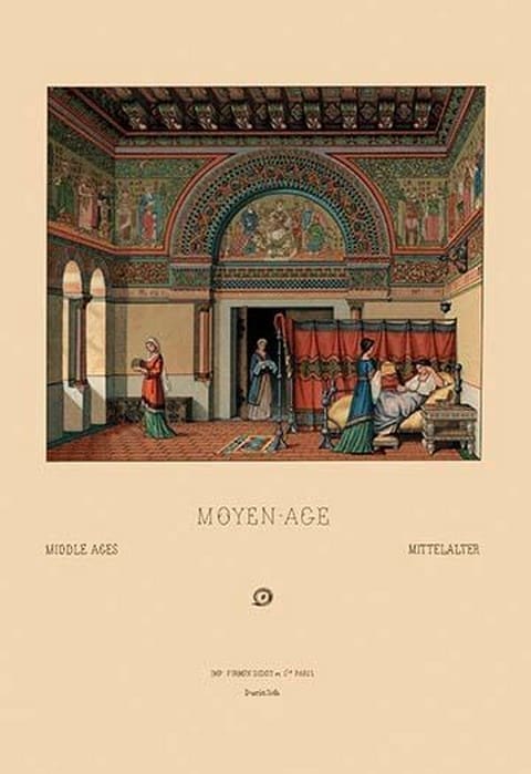 A Medieval Interior by Auguste Racinet - Art Print