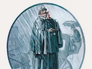 April Showers: Traffic Cop in the Rain - Art Print