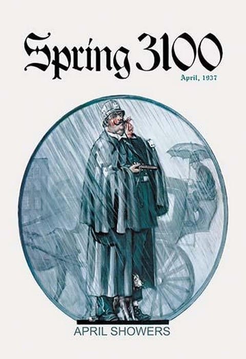 April Showers: Traffic Cop in the Rain - Art Print