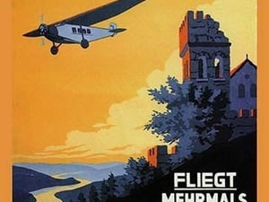 Cologne Frankfurt Aerobus & Rhine Castle by K. Siegwardt - Art Print
