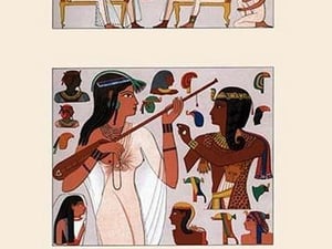 Egyptian Headdresses and Hairstyles by Auguste Racinet - Art Print