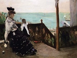 In a villa on the beach by Berthe Morisot - Art Print