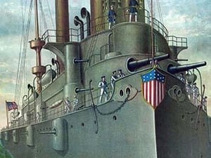 Olympia Steel - Pittsburgh - Rear Admiral Dewey's flagship 'Olympia' by Kurz - Art Print