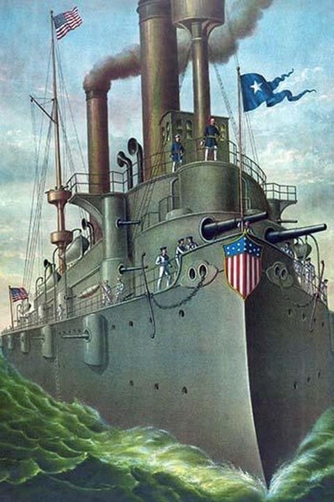 Olympia Steel - Pittsburgh - Rear Admiral Dewey's flagship 'Olympia' by Kurz - Art Print