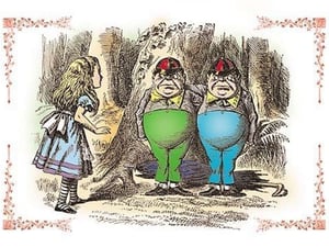 Through the Looking Glass: Tweedledum and Tweedledee by John Tenniel - Art Print
