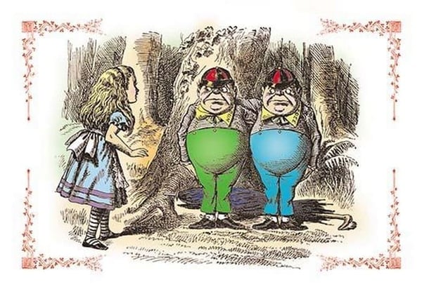 Through the Looking Glass: Tweedledum and Tweedledee by John Tenniel - Art Print