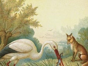 Fox & the Stork by Anton Hochstein - Art Print