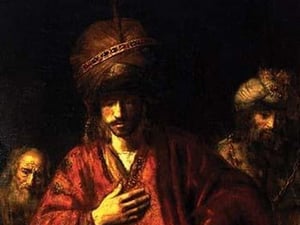 Haman in disgrace by Rembrandt Van Rijn - Art Print