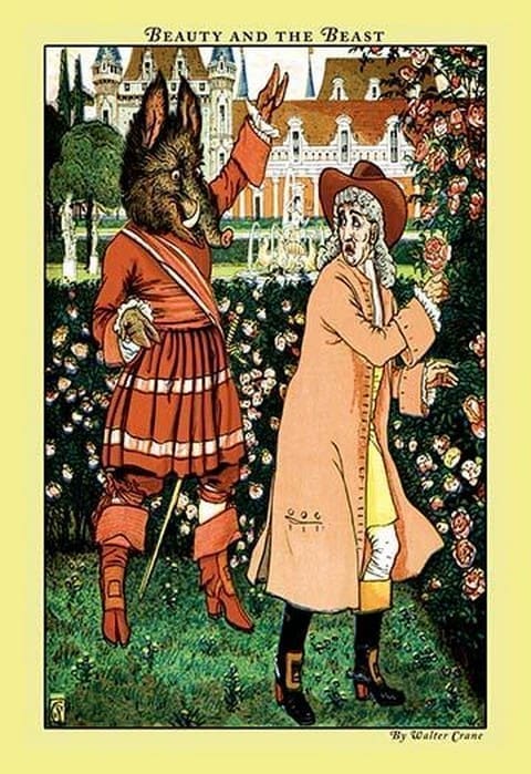 Beauty and the Beast - The Beast in Red by Walter Crane - Art Print
