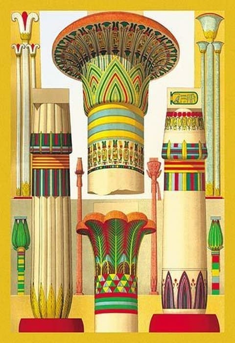 Egyptian Columns by Auguste Racinet - Art Print