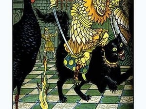 The Yellow Dwarf Rides A Cat by Walter Crane - Art Print