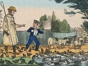 Shepherd teaching Counting to a Young Boy by Charles Butler - Art Print