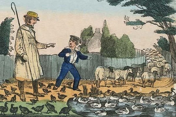 Shepherd teaching Counting to a Young Boy by Charles Butler - Art Print