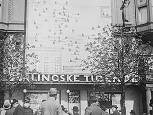 Danish Election Results Posted on Huge Automatic Billboard - Art Print