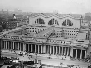 View of the since demolished Pennsylvania Railroad Station as seen from Gimbels - Art Print